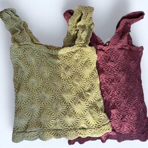 Free People Textured Tank Tops - Olive and Burgundy